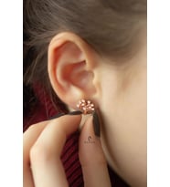 Hayat Ağacı Beyaz Taşlı Gümüş Küpe-Rose