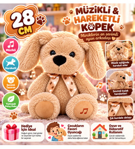 28 CM MÜZİKLİ HAREKETLİ PELUŞ KÖPEK – YUMUŞACIK SEVİMLİ OYUN ARKADAŞI