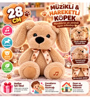 28 CM MÜZİKLİ HAREKETLİ PELUŞ KÖPEK – YUMUŞACIK SEVİMLİ OYUN ARKADAŞI