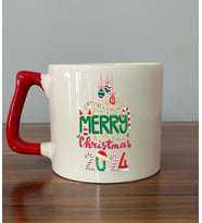 Merry Christmas 2024 Baskılı Kırmızı Kulplu D Yılbaşı Kupası