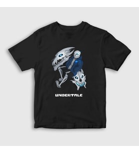 Presmono Unisex Çocuk Siyah Gaster Blaster Undertale T-Shirt 32159tt