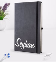 BK Gift Kişiye Özel El Yazısı Tasarımlı Siyah Termo Deri Defter 16x24cm Model 2
