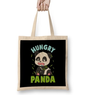 Cute Hungry Panda Always Hungry Funny Baby Panda Bez Çanta Uzun Saplı
