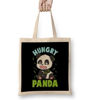 Cute Hungry Panda Always Hungry Funny Baby Panda Bez Çanta Uzun Saplı