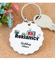 Reklamcı Tasarımlı Papatya Anahtarlık