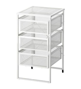 3 Katlı Evrak Rafı-Makyaj Düzenleme Çekmecesi IKEA 30x56 cm Metal 3 Katlı Raf Beyaz