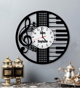Kişiye Özel Müzik Nota Tasarımlı Duvar Saati