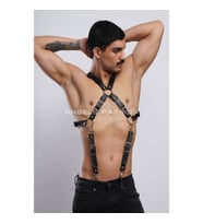 Şık Erkek Gömlek Kemeri, Erkek Pantolon Askısı, Deri Göğüs Harness (Kırmızı)