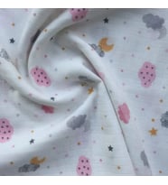 Müslin Örtü 85x100  Ağız Bezi Hediyeli ( 2 Adet ) (Gri - Pembe)