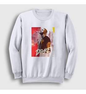 Presmono Unisex Beyaz Poster Drake Sweatshirt 325671tt