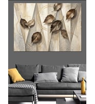 Minimalist Yapraklar Ve Modern Tasarım Dekoratif Kanvas - Mdf Ahşap Tablo