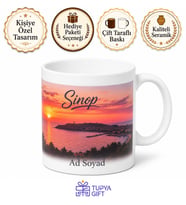 Sinop Gün Batımı Baskılı Kupa Bardak Hediye Porselen Mug Sinop Hatırası