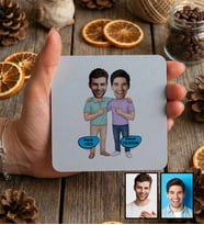Kişiye Özel Karikatürlü Kankaya Erkek Kardeşe Abiye Hediye Bardak Altlığı Doğum Günü Hediyesi