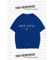Unisex Baskılı Oversize %100 Pamuk T-shirt (Saks)