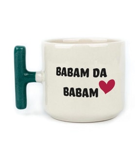 Babam Da Babam Baskılı Yeşil Kulplu T Kupa
