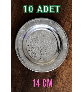 14 cm Otantik Desenli Krom Çelik Meze ve Servis Tabağı