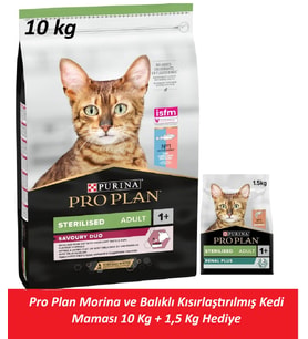 Pro Plan Morina ve Balıklı Kısırlaştırılmış Kedi Maması 10 Kg + 1,5 Kg Hediye