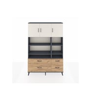 Arges Dolap 10 Raflı 4 Çekmeceli 3 Kapaklı 132x30x195 Antrasit-Aytaşı/Çam