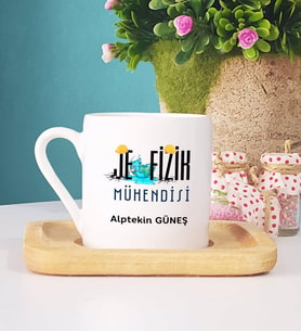 Jeofizik Mühendisi Türk Kahvesi Fincanı Ahşap Altlıklı