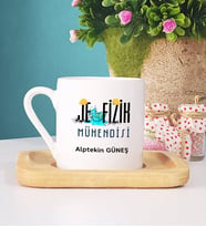 Jeofizik Mühendisi Türk Kahvesi Fincanı Ahşap Altlıklı