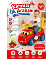 Kırmızı İlk Arabam - İlk Arabam - Binmeli Araba - Çocuk Arabası - İlk Adım Arabası