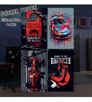 renkli araba sporcu eldiveni formula - 4 adet yapışkanlı poster sticker etiketler - dolap cam oda için