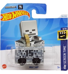Hot Wheels - Minecart - Hw Screen Time 8/10 - Htb38 - Short Card - Minecraft 15 Years - Mattel 2024- (Çok Renkli)