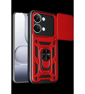 Poco X8 Pro Max Pars Lens Yüzüklü Silikon - Kırmızı