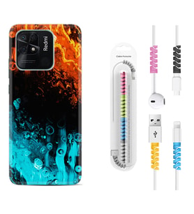 Xiaomi Redmi Note 7 8 9 Pro 10 2022 10 Pro 10S Kılıf Kablo Koruma Spiral Silikon Orange Blue Color 1665