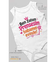 Ben zaten prensesim babamın evinde! Sıfır Kollu Bebek Zıbını %100 Pamuk