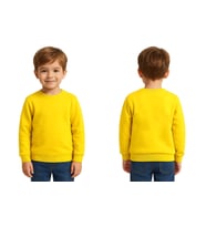 Unisex Düz Baskısız Çocuk Sweatshirt  3 İplik Şardonlu Kumaş (Sarı)