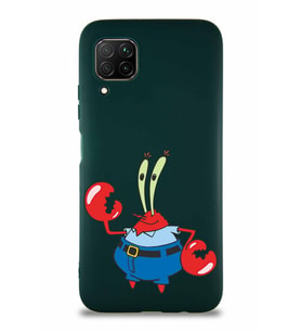 Huawei P40 Lite Soft Premier Kapak Bay Yengeç Tasarımlı Silikon Kılıf - Yeşil (Şeffaf)