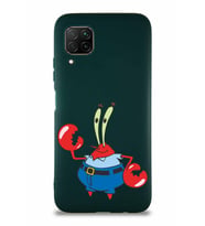Huawei P40 Lite Soft Premier Kapak Bay Yengeç Tasarımlı Silikon Kılıf - Yeşil (Şeffaf)