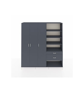 Hyperion Dolap 16 Raflı 2 Çekmeceli 3 Kapaklı 220x44x243 Antrasit-Antrasit/Antrasit