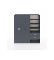 Hyperion Dolap 16 Raflı 2 Çekmeceli 3 Kapaklı 220x44x243 Antrasit-Antrasit/Antrasit