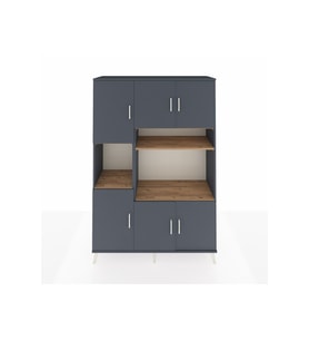 Hyperion Dolap 9 Raflı 6 Kapaklı 132x44x195 Antrasit-Antrasit/Çam