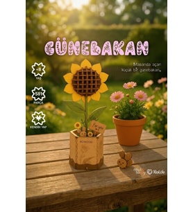 Ahşap Günebakan Çiçeği 3D Puzzle Ahşap Minyatür Maket Kiti DIY Kendin Yap