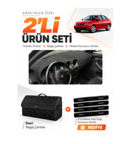 e-biz SEAT CORDOBA (2001-2008) Uyumlu Torpido Örtüsü + Deri Bagaj Çantası Seti - Siyah - SE003
