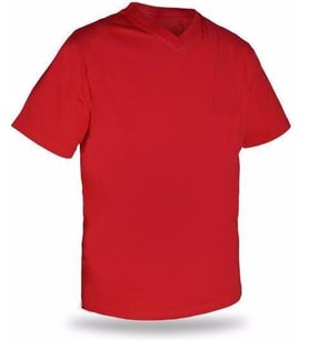 T-shirt V Yaka Kısakol %100 Pamuk Cepli Kırmızı
