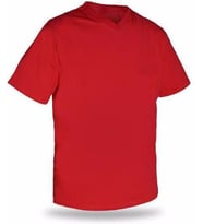 T-shirt V Yaka Kısakol %100 Pamuk Cepli Kırmızı