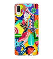 PrintiFy Huawei P Smart Plus ile Uyumlu 1mm Slim Fit Retro Renkler 6 Baskılı Şeffaf  Kılıf
