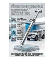 200 Psi Profesyonel Metal Kalem Tipi Lastik Basınç Ölçer - Kamyon Otobüs Uyumlu 723154