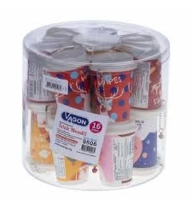 2 Adet 30 Yapraklı Anahtarlıklı Bardak Şeklinde Islak Mendil (Karışık) (Çok Renkli)