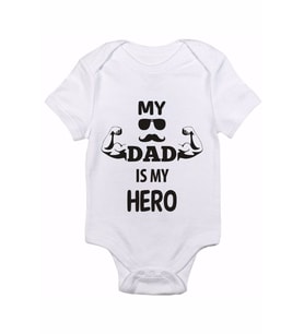 My Dad Is My Hero Baskılı Bebek Body Zıbın