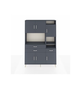Arges Dolap 10 Raflı 3 Çekmeceli 6 Kapaklı 132x30x195 Antrasit-Antrasit/Antrasit