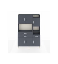 Arges Dolap 10 Raflı 3 Çekmeceli 6 Kapaklı 132x30x195 Antrasit-Antrasit/Antrasit