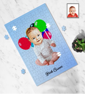 Kişiye Özel Erkek Bebek Karikatürlü A3 240 Parça Puzzle Model-1