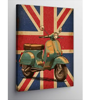 Kanvas Tablo İngiliz Bayrağı Ve Scooter