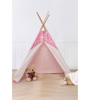 Çocuk Oyun Çadırı Ahşap Direkli Geniş Oyun Evi 150x150x200 cm (Pembe)