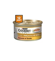 Gourmet Gold Parça Etli ve Soslu Tavuklu & Ciğerli Konserve Yetişkin Kedi Maması 12 x 85 G